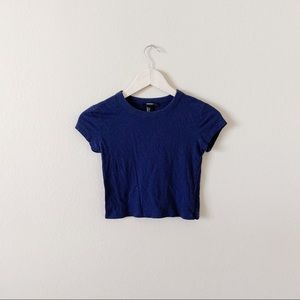 LIKE NEW! NAVY BLUE CROPPED MINI BASIC TEE!